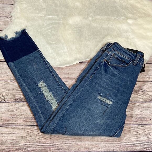 NWT Black Label C’EST TOI Destructed Two-Tone Skinny - Picture 8 of 9